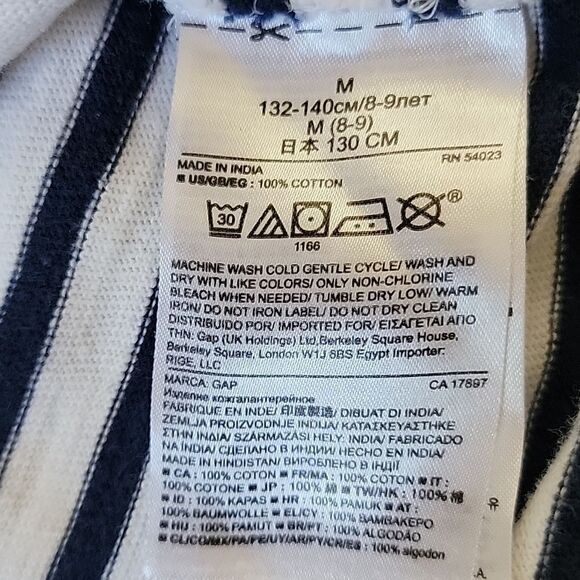 GAP KIDS WHITE WITH NAVY BLUE STRIPES LIGHTWEIGHT HOODIE, SIZE 8 - Picture 5 of 7